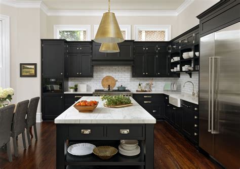 black stainless steel kitchen white cabinets|black cabinets with white base.